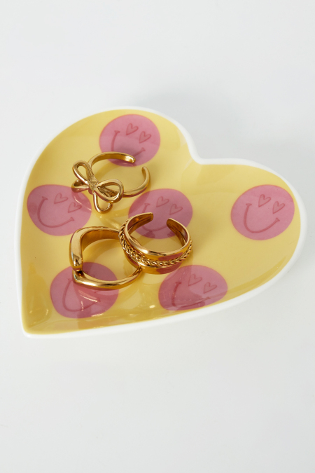 Plateau à bijoux en forme de cœur avec smileys 2