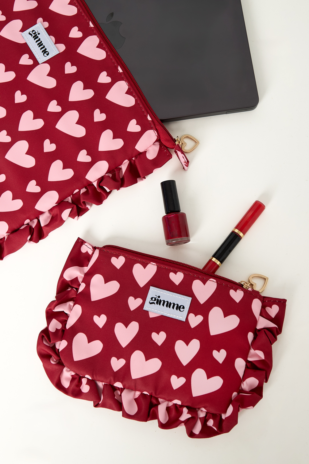 Trousses À Maquillage En Forme De Cœur, Style Décontracté, En Polyester, Accessoires Pour La Saint-Valentin h5Image2