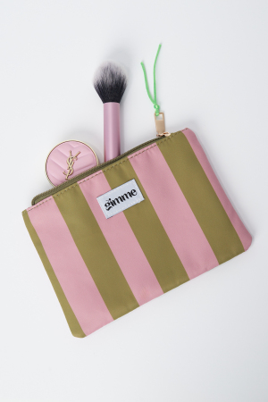 Trousse De Toilette Plate Grande Rayure - Vert Rose h5 Image2