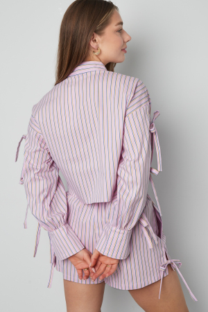 Coton Tissé Chemise Femme Printemps/Été Rayée Manches À Nœuds h5 Image6