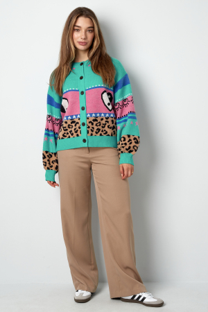 Cardigan Tricoté Mélange De Laine Femme Coupe Oversized Design Imprimé h5 Image4