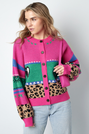 Cardigan Tricoté Mélange De Laine Femme Coupe Oversized Design Imprimé h5 Image10