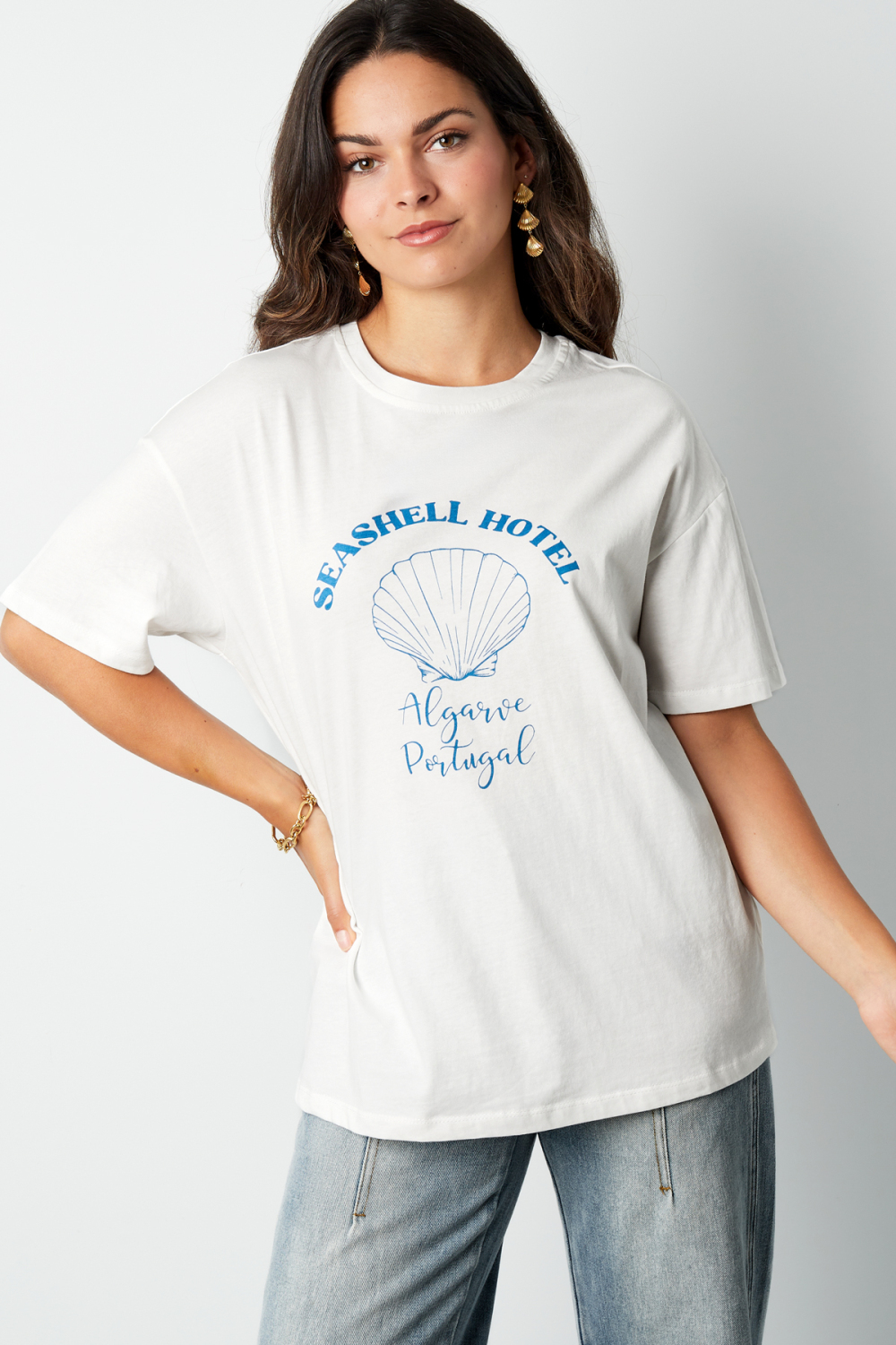 T-Shirt Femme En Coton Oversized Imprimé Seashell Hotel h5Image2