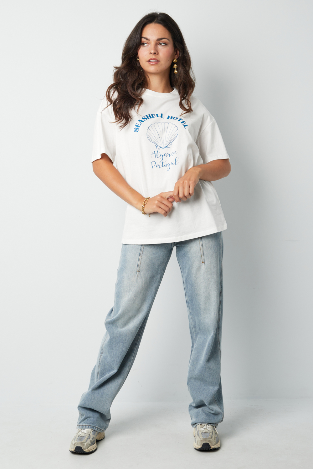 T-Shirt Femme En Coton Oversized Imprimé Seashell Hotel h5Image3