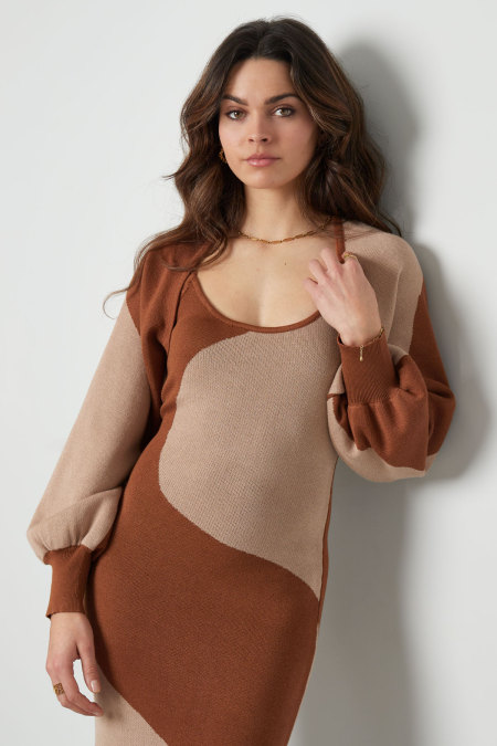 Top à Manches Longues Femme en Viscose Design Bloc de Couleurs