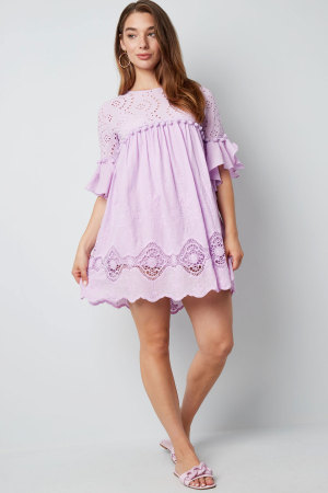 Coton Robe Mini Femme Broderie Manches Volants h5 Image10