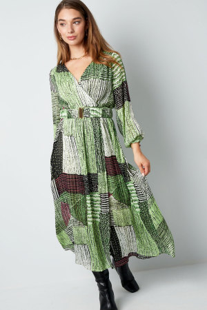 Robe Maxi Femme En Polyester Style Wrap Design Patchwork h5 Image6