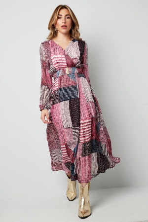 Robe Maxi Femme En Polyester Style Wrap Design Patchwork h5 Image8