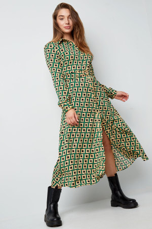 Robe Maxi Femme En Polyester Imprimé Géométrique Fente Haute h5 Image2