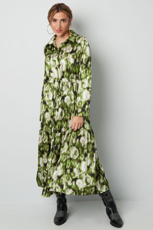 Robe Maxi Femme En Polyester Imprimé Fleur Boutonnée h5 Image2