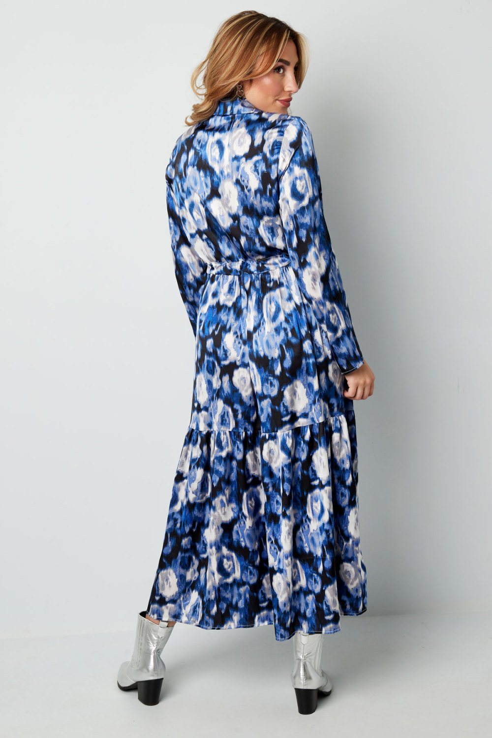 Robe Maxi Femme En Polyester Imprimé Fleur Boutonnée Image8