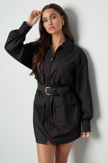Robe Mini Femme en Polyester Style Utilitaire Ceinture