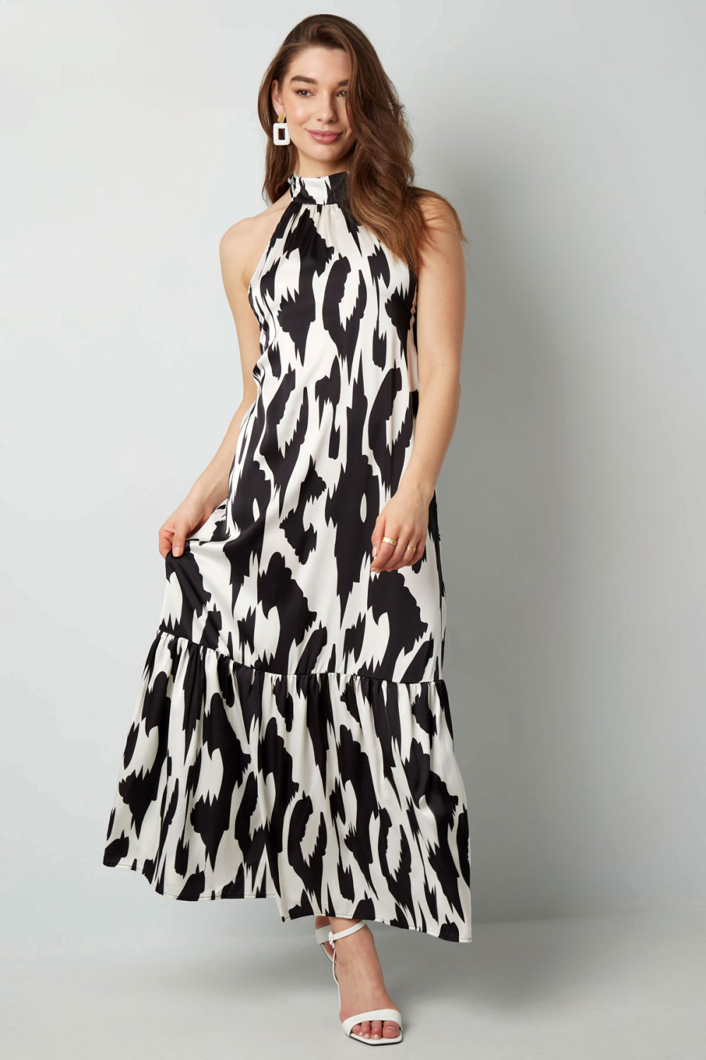 Robe Maxi Femme En Polyester Col Halter Imprimé Ikat h5Image4