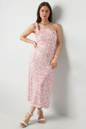 Robe Maxi Femme En Polyester À Épaule Unique Imprimé Zèbre h5 Image5