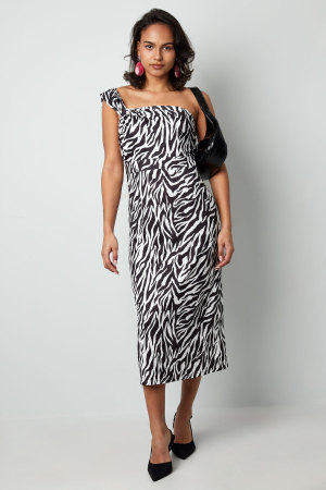 Robe Maxi Femme En Polyester À Épaule Unique Imprimé Zèbre h5 Image6
