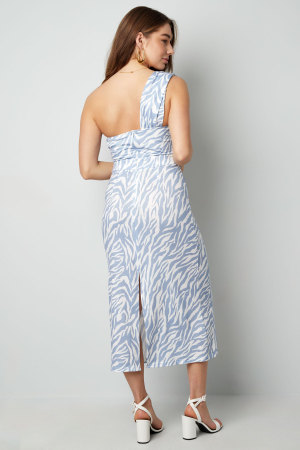 Robe Maxi Femme En Polyester À Épaule Unique Imprimé Zèbre h5 Image8