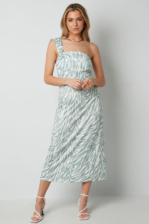 Robe Maxi Femme En Polyester À Épaule Unique Imprimé Zèbre h5 Image10