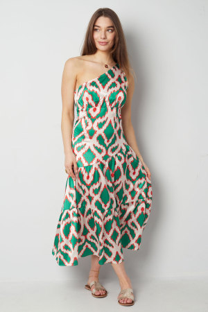 Robe Maxi Femme En Polyester À Épaule Unique Imprimé Géométrique h5 Image3