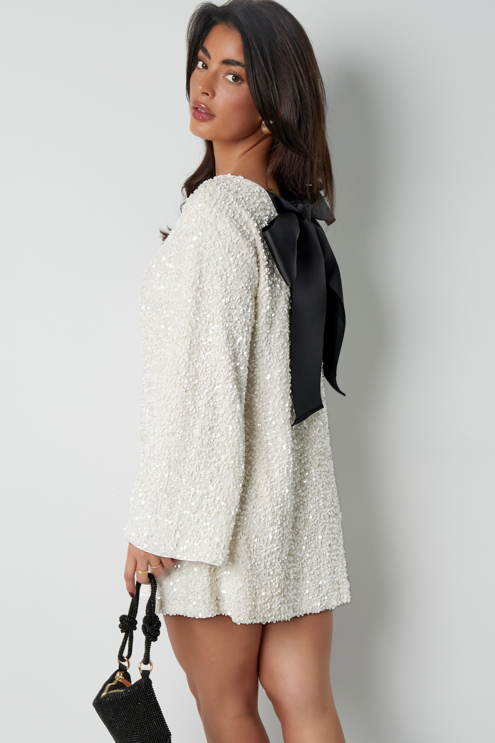 Robe Mini Femme En Polyester Maille Texturée Détail Nœud h5Image3