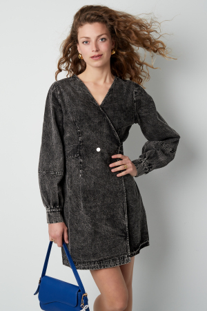 Coton Robe Mini Femme Style Wrap Fermeture À Double Bouton h5 Image2