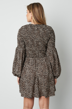 Robe Mini Femme En Polyester Imprimé Léopard Manches Ballon h5 Image5