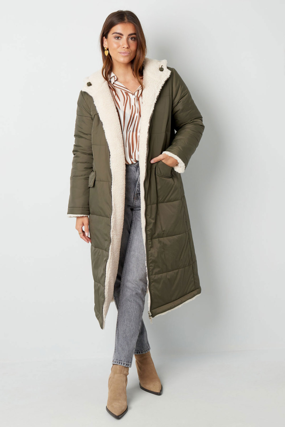 Manteau D'hiver Long Pour Femme Avec Doublure En Fausse Fourrure Et Capuche Amovible h5Image6