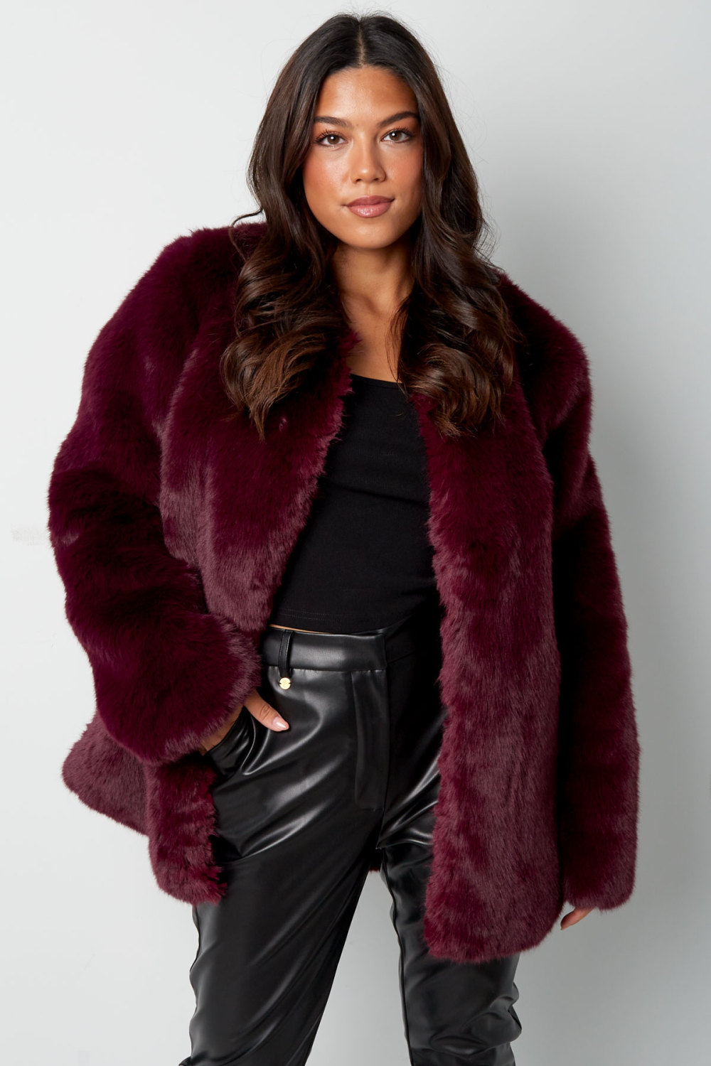 Manteau En Fourrure Synthétique Femme Chaud Manches Longues Image8