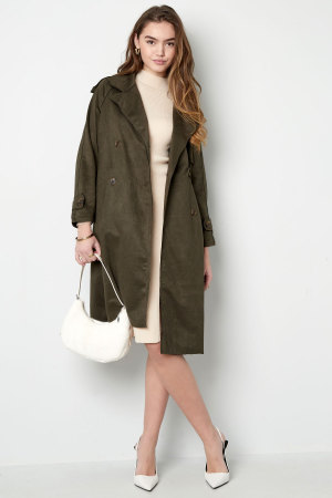 Manteau Trench Femme En Polyester Classique À Double Boutonnage Avec Ceinture h5 Image5