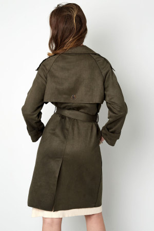 Manteau Trench Femme En Polyester Classique À Double Boutonnage Avec Ceinture h5 Image6