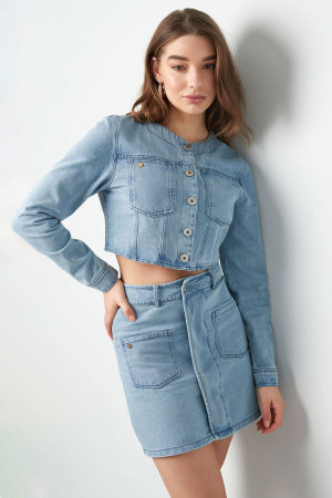 Veste Courte En Jean Avec Boutons h5 Image2
