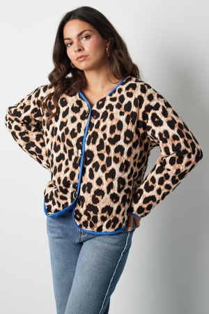 Veste En Fausse Fourrure À Imprimé Léopard Avec Bordure Néon Rose h5 Image3