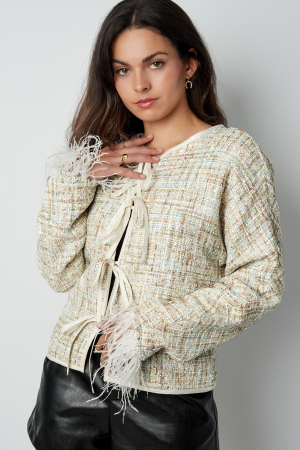 Veste Femme En Polyester Style Tweed Détail Plumes h5 Image2