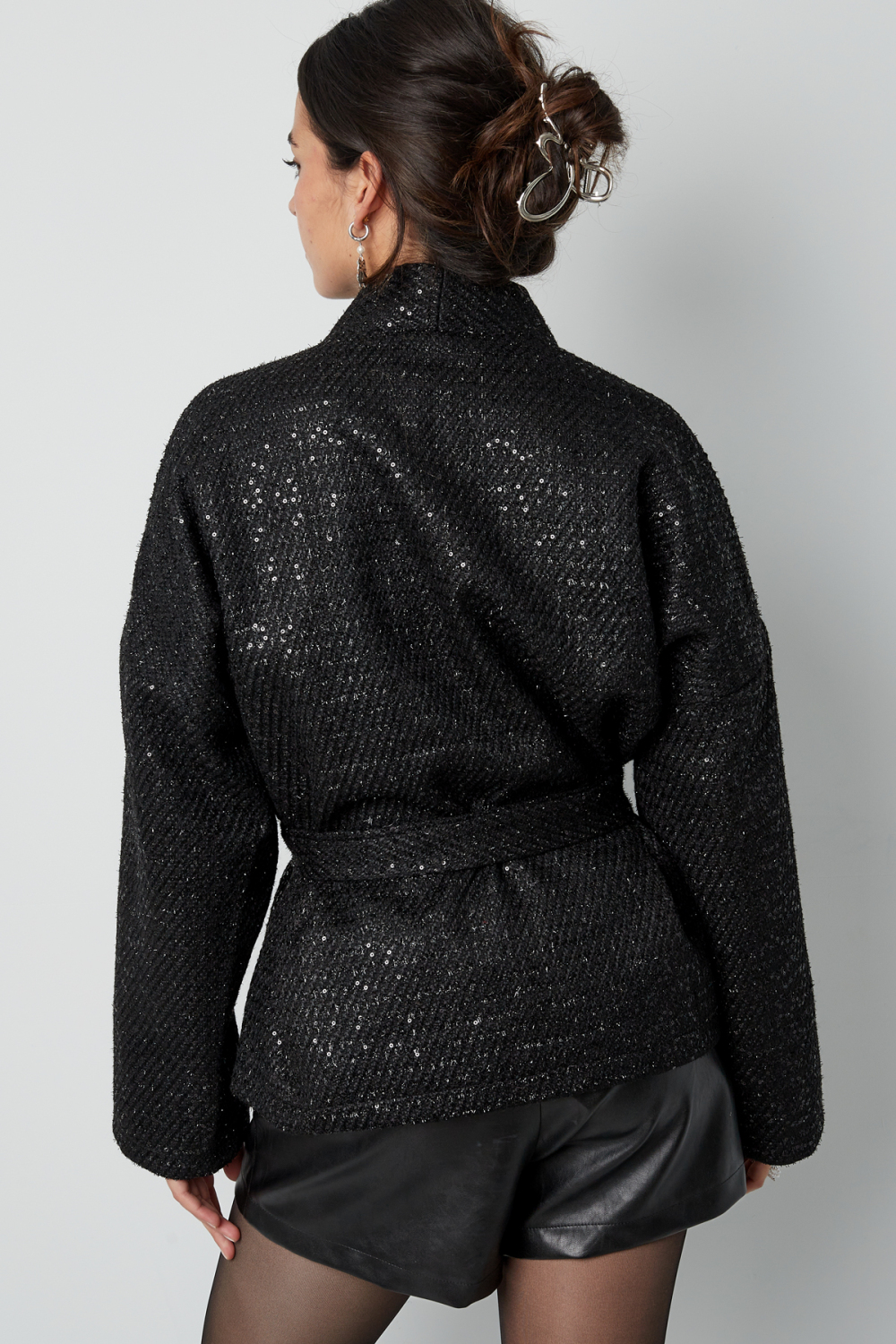 Veste Kimono Femme En Polyester Style Wrap Ceinture Intégrée Image4
