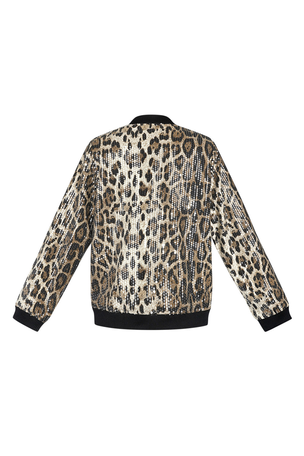 Veste Bomber Femme En Polyester Imprimé Léopard Paillettes h5Image4