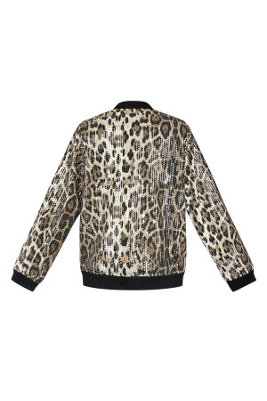 Veste Bomber Femme En Polyester Imprimé Léopard Paillettes h5 Image4