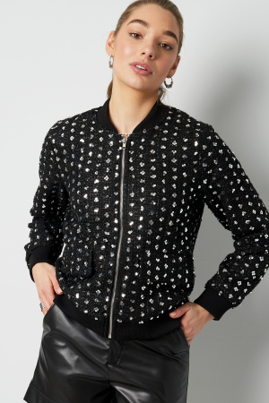 Veste Bomber Femme En Polyester Texture Pailletée h5 Image2