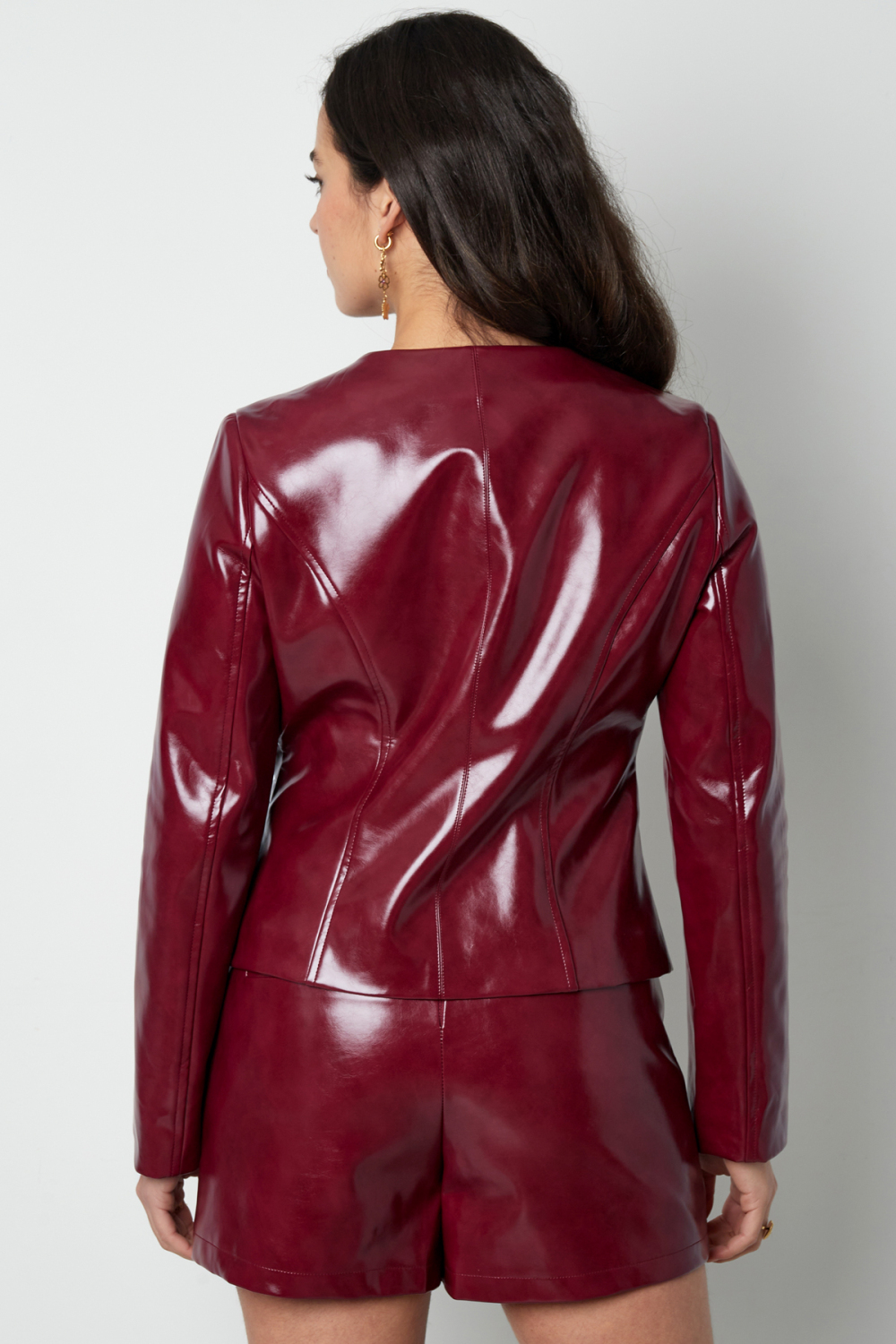 Ensemble De Costume Femme En Pu Coupe Classique Fermeture À Boutons Image8