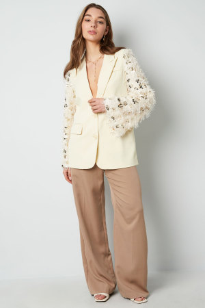 Blazer Femme À Manches Pailletées Et Plumes Rose h5 Image8