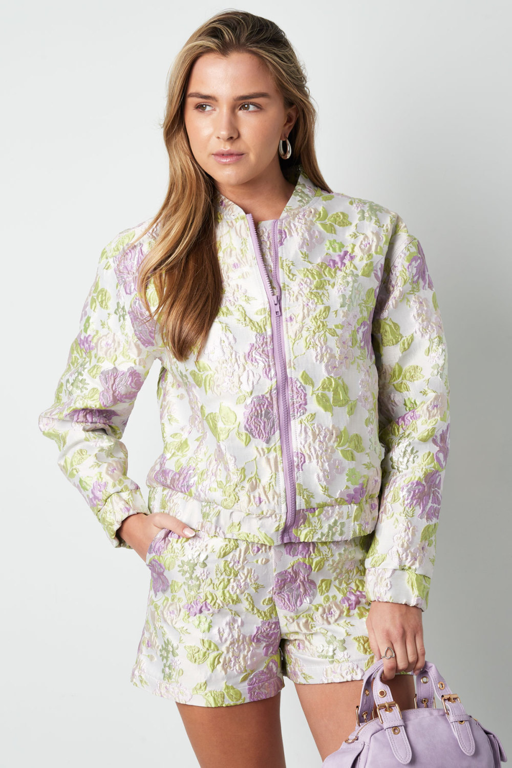Veste Courte Femme En Polyester Imprimé Floral Sportif h5Image6