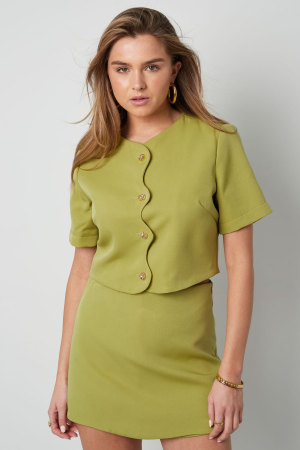 Top Manches Courtes Femme En Polyester Coupe Courte Fermeture À Boutons h5 Image3