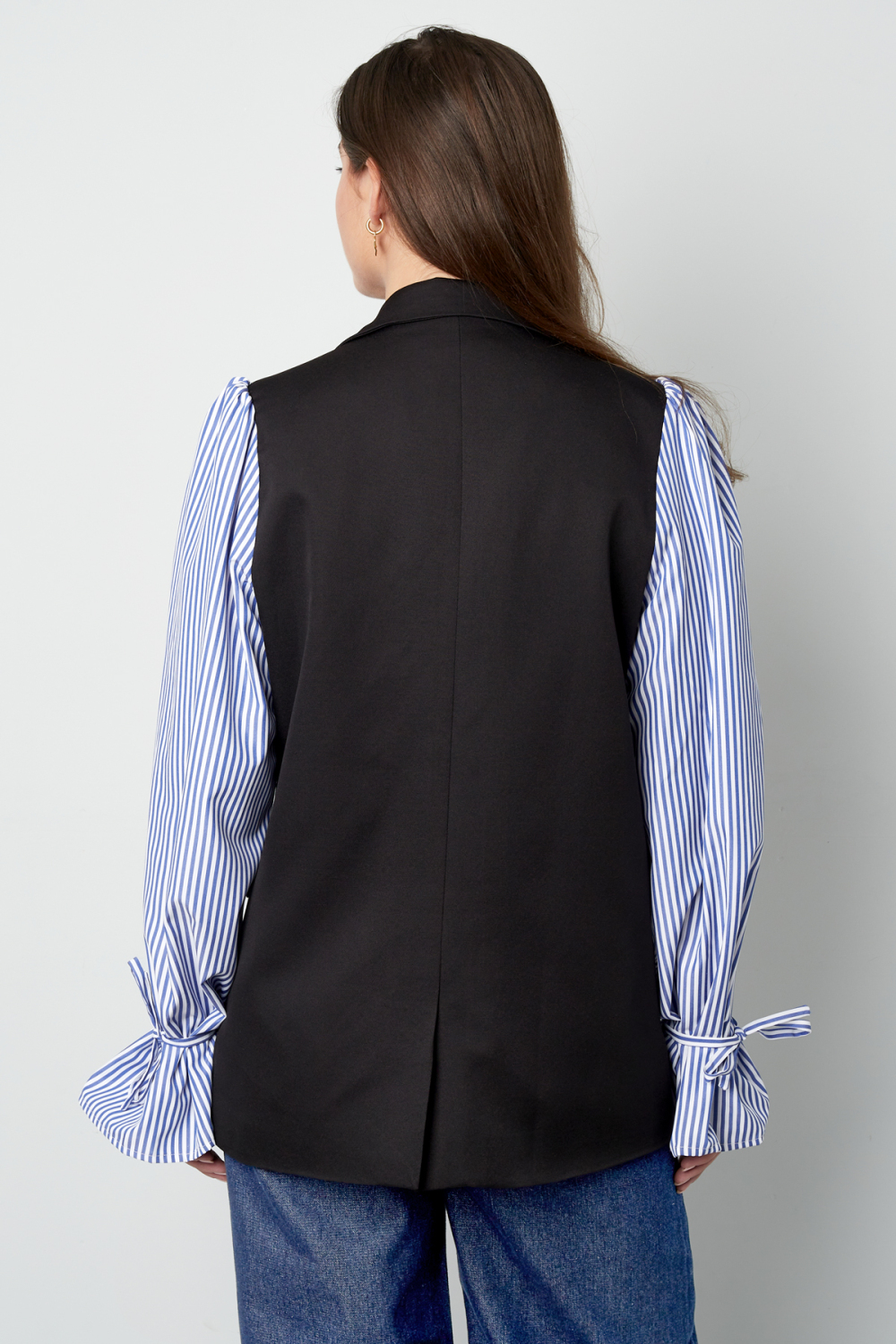 Gilet Structuré Pour Femme Avec Manches Rayées Détachables h5Image5