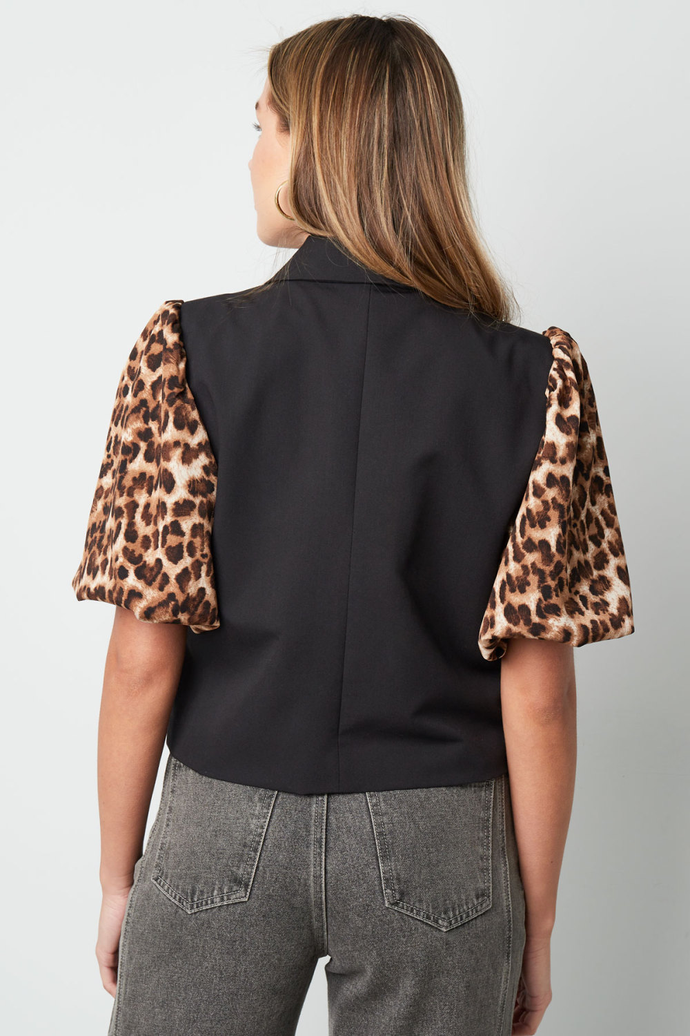 Polyester Ensemble Costume Femme Style Blazer Imprimé Léopard Manches Ballon Image4