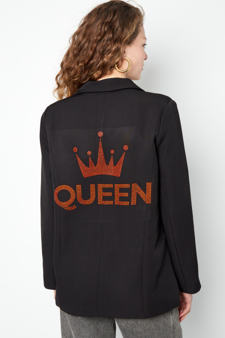 Blazer de Costume Femme en Polyester Broderie Couronne