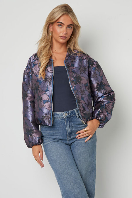Tissu Polyester Fibre Veste Bomber Femme Casual Imprimé Floral