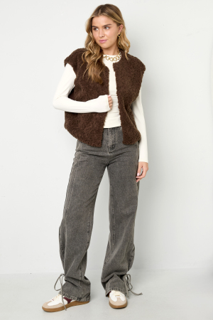 Woven Polyester Fiber Gilet Femme Casual Solid Color Fall/Winter h5 Image3