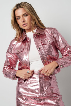Veste Courte Femme En Pu Finition Métallique Brillante h5 Image2