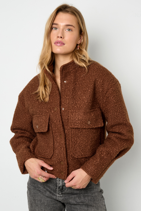 Veste Femme en Fibre de Polyester Tissée Style Décontracté Couleur Unie Automne/Hiver