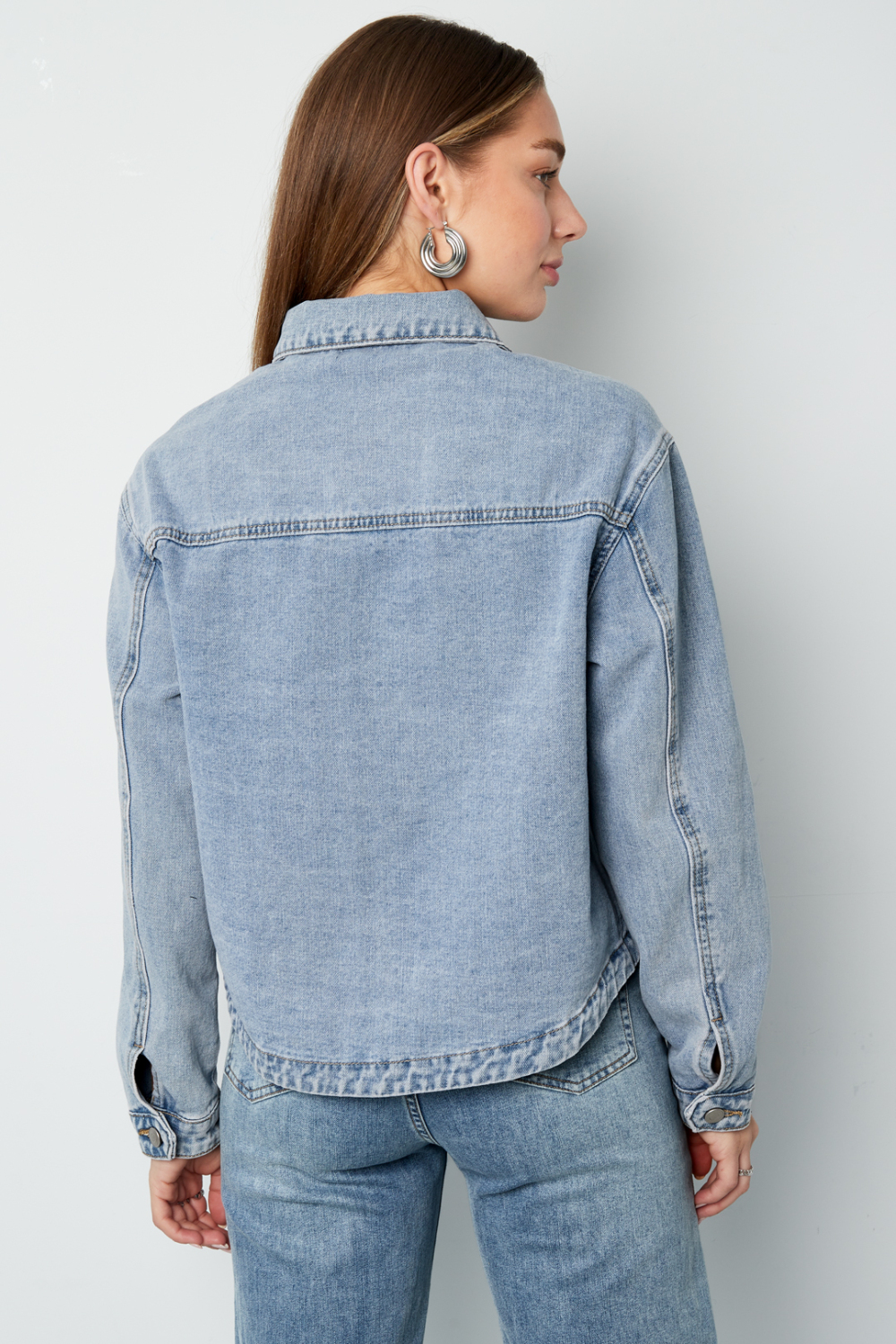 Veste En Jean Pour Femme Coupe Classique Avec Patch Logo De Marque h5Image5