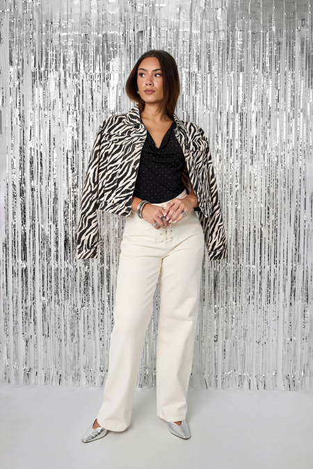 Cotton Denim Veste Femme Street Elegant Specialty Imprimé Animal