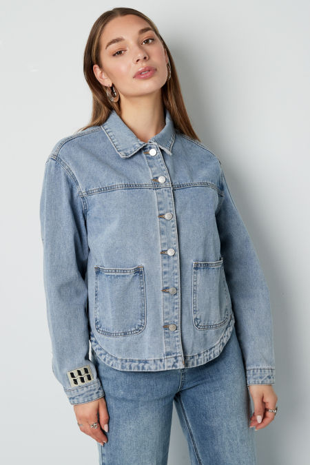 Veste en jean pour femme Coupe classique avec patch logo de marque